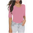 thumbnail image 1 of AherBiu Hauts Basiques Superposés pour Femmes Chemises Manches 1/2 Encolure Dégagée Ajusté Confortable sous-Vêtement Tunique T-Shirts, 1 of 6