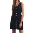thumbnail image 1 of Robe en Denim pour Femme Grande Taille Sans Manches Boutonnée Décontractée d'Été Robe Mini en Jean avec Poches Appliquées Style Western Tendance, 1 of 4