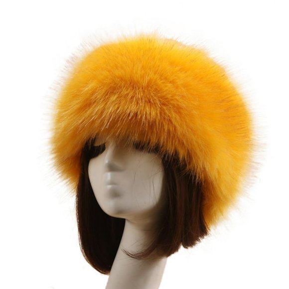 Fashion Fluffy Faux Fox Fur Women Hat Winter Ski Head Ear Warmer Headband Cap