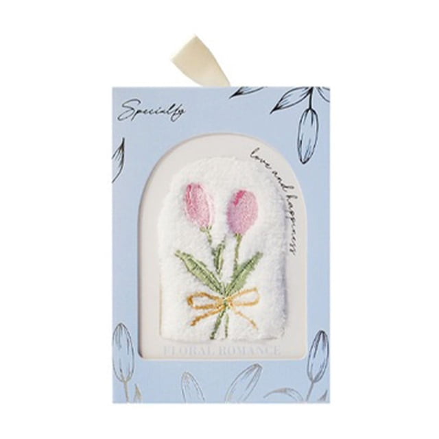 Floral Tulips Embroidered Towel Gift Absorbent Face Towel Hand Towel