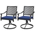thumbnail image 1 of Gymax 2PCS Patio Swivel Dining Chairs Lattice Rocker Cushioned Armrest Navy, 1 of 6