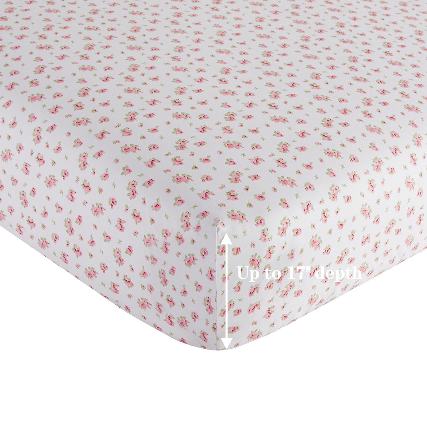 Literie Marina Décoration en percale de coton mélangé, douce et à poches profondes, 600 fils/cm², qualité hôtelière, motif floral rose.