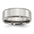 thumbnail image 1 of Bague en Acier Inoxydable Bordure Crantée 8mm Bande Polie Taille 8.5, 1 of 6