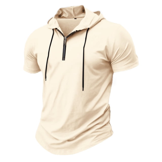 Timegard Workout Top for Men Breathable Running Loose Hoodies Top Casual Lightweight Solid Color Tee