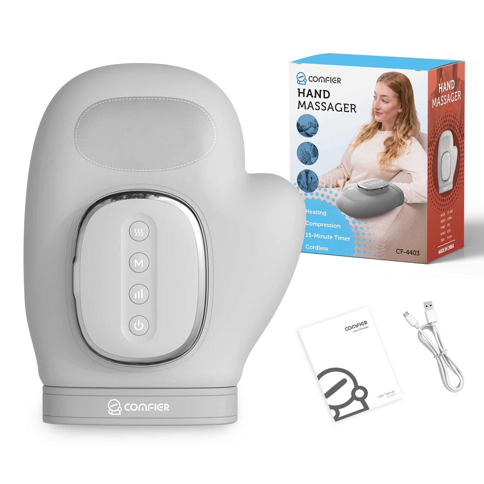 Comfier Upgrade Cordless Hand Massager with Heat, Compression Hand Massage Machine for Arthritis Carpal Tunnel Relief, Gift for Mother's Day