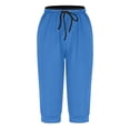 thumbnail image 4 of AherBiu Capri Pants for Women Stretch Low Rise Drawstring Yoga Sweatpants Comfy Summer Joggers Cropped Pants, 4 of 5