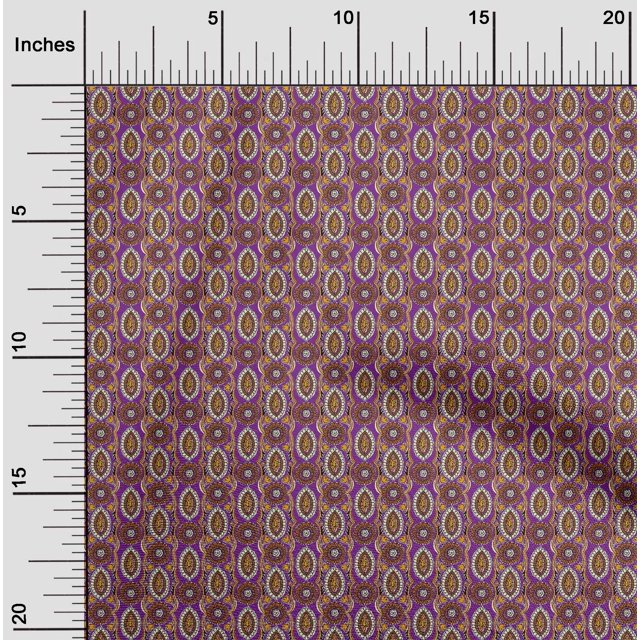 oneOone Polyester Lycra Fabric Ethnic Block Printed Fabric 1 Yard 56 Inch Wide