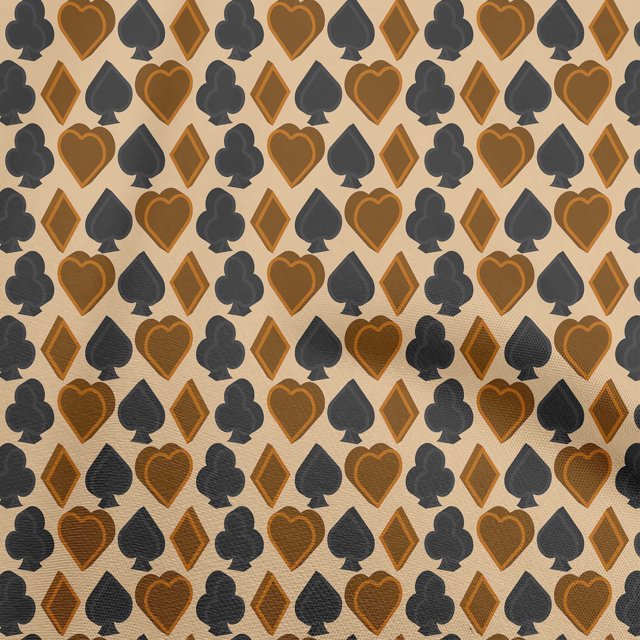 oneOone Georgette Viscose Yellow Fabric Poker Card Sewing Material Print Fabric By The Yard 42 Inch Wide