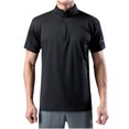 thumbnail image 2 of Shirts for Men, Mens Summer Solid Color Fitting Sport Train Zipper Short Sleeved Stand Up Collar Top, 2 of 9