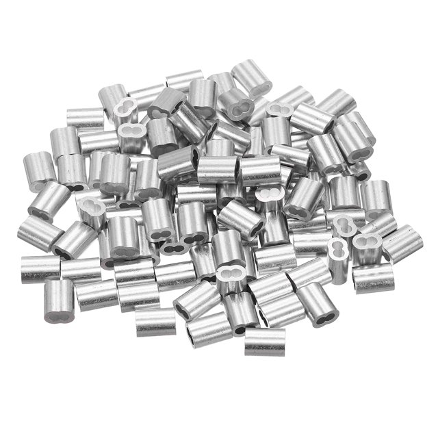 Uxcell Aluminum Crimping Loop Sleeve, Double Hole Cable Ferrule for Wire Rope 1/8"(2.5mm)