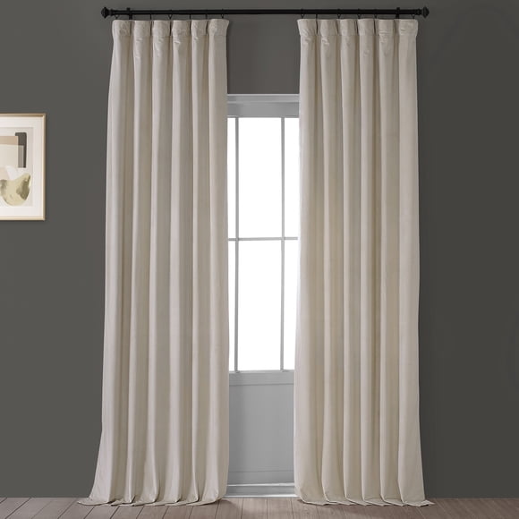HPD Half Price Drapes VPYC-P Heritage Plush Velvet Curtain (1 Panel), 50 X 96, Light Beige