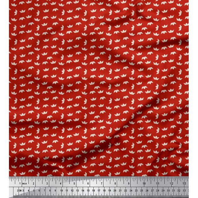 Soimoi Rayon Fabric Paper Boat Art & Craft Print Fabric by Yard 56 Inch Wide