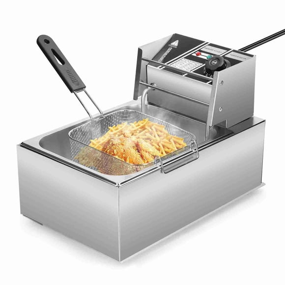 Friteuse Électrique Multifonctionnelle 1500 W 6 L Grande Capacité Casserole avec Panier de Filtration d'Huile pour Cuisine