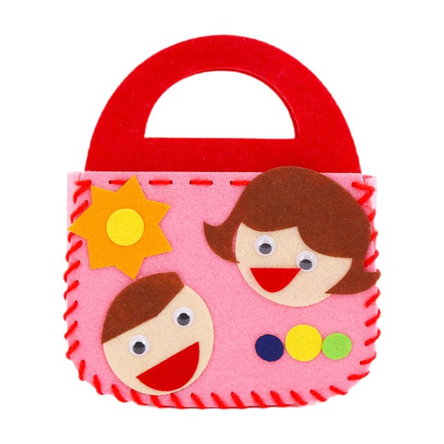 Abbracc DIY Sewing Kit Activity Toy Cartoon Felt Handbag Material Lightweight Bag Making Kids