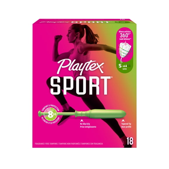 Tampons Playtex Sport à absorptivité Super - Non-parfumés, boîte de 18