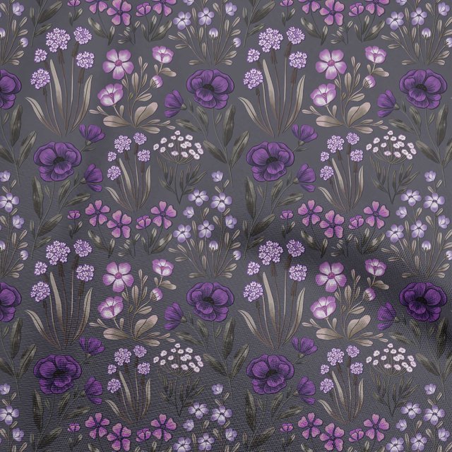 oneOone Polyester Spandex Purple Fabric Floral Retro Fabric For Sewing Printed Craft Fabric By The Yard 56 Inch Wide