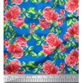 thumbnail image 1 of Soimoi Poly Georgette Fabric Leaves & Peony Floral Print Sewing Fabric Yard 52 Inch Wide, 1 of 5
