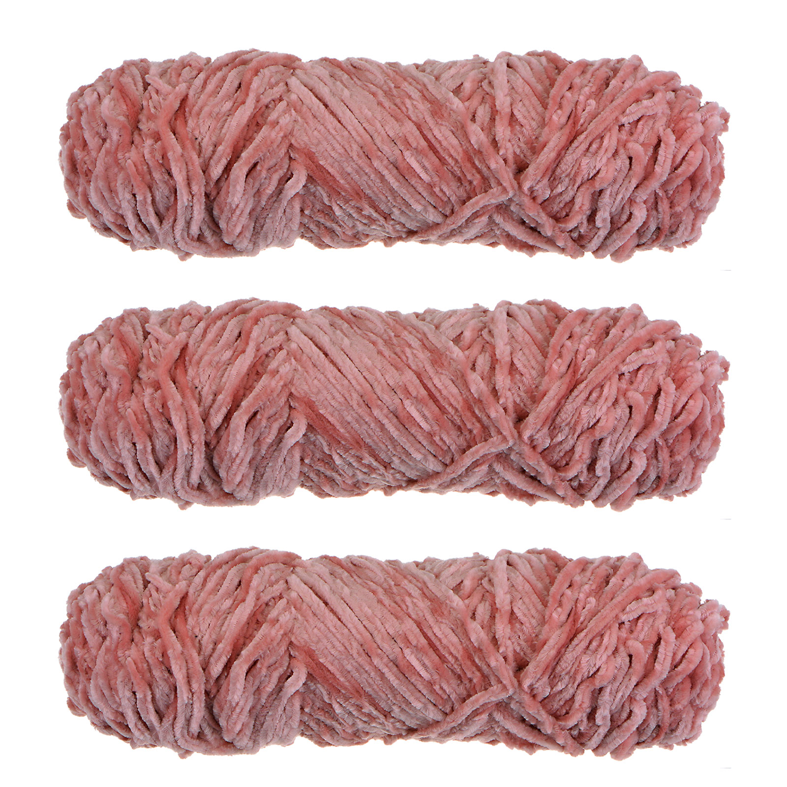 Unique Bargains Chenille Polyester Velvet Coral Yarn, 3 Skeins
