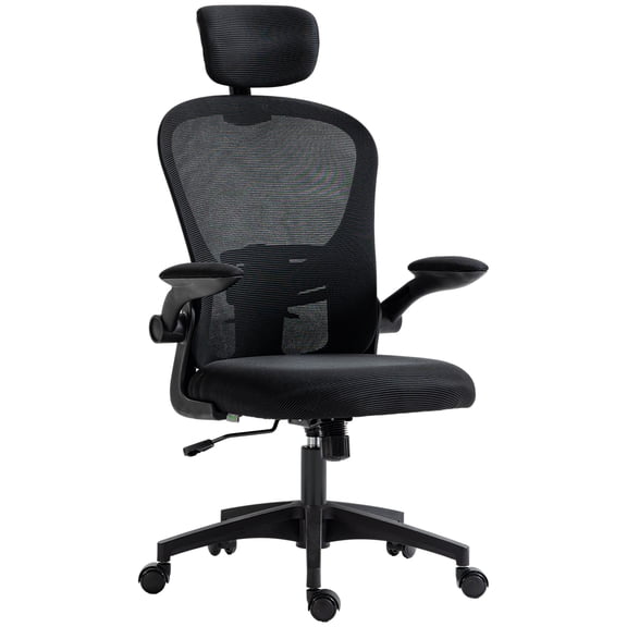 Vinsetto Mesh Office Chair with Headrest, 4D Lumbar Support, Black