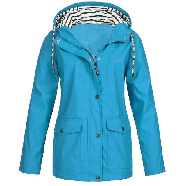 Manteau de Pluie Uni pour Femmes, Extérieur, Grande Taille, Imperméable, à Capuche, Coupe-Vent