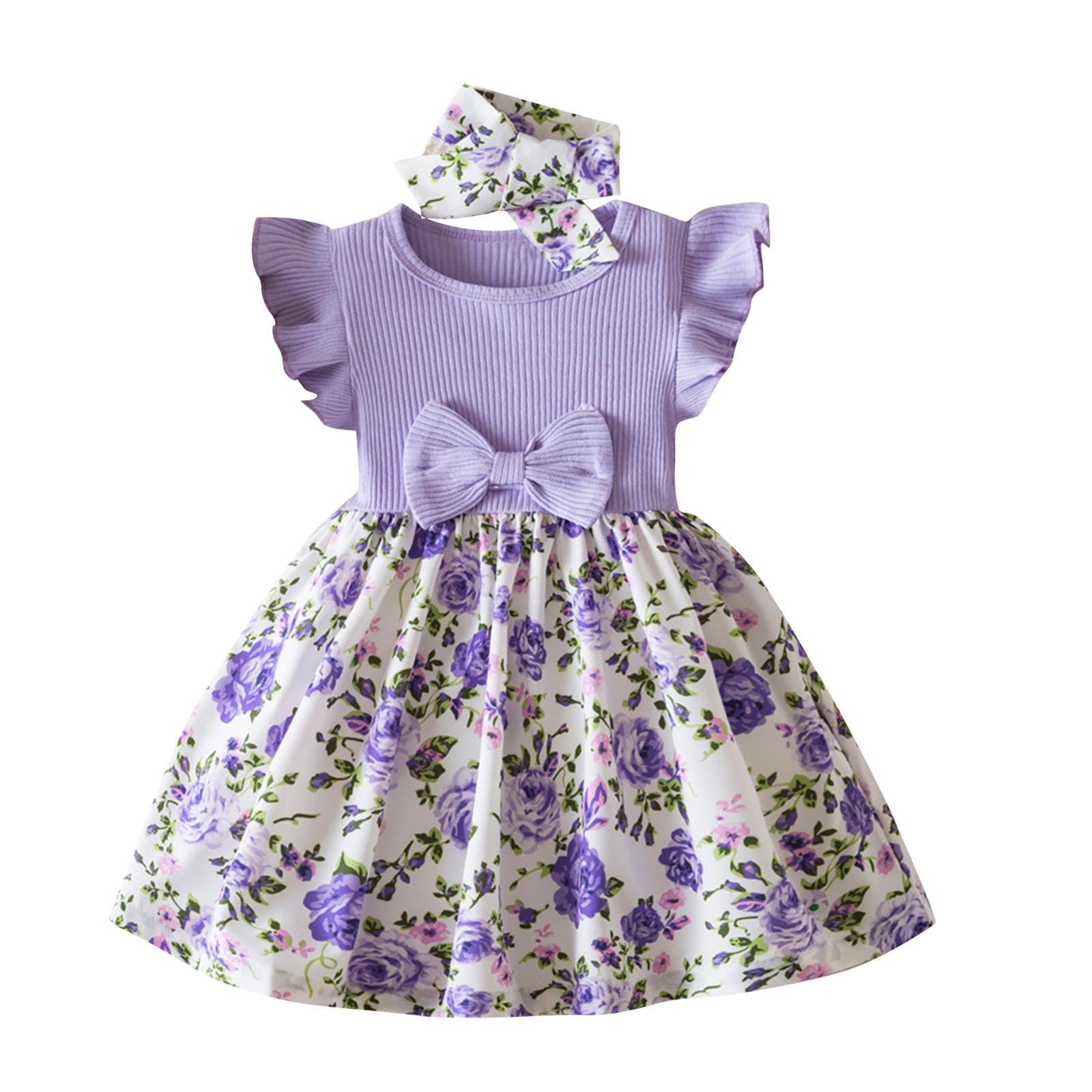 Robe Décontractée pour Bébé Fille à Manches à Volants, Robe Trapèze, Robe d'Été pour Fête d'Anniversaire, Tenue de Jeu, 0-3 Ans