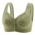 thumbnail image 1 of yoeyez Front Closure Bras for Women Button Comfortable Daisy Bras for Seniors Full Coverage No Underwire Bras with Back Support Lace Everyday Bras Green, 1 of 3