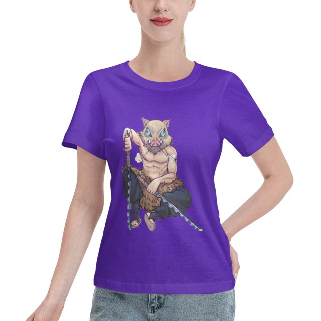 Women's Basic Short Sleeve T-Shirt Demon Slayer Blade Inosuke