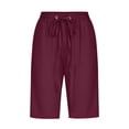 thumbnail image 4 of Timegard Womens Plus Size Shorts Elastic Waisted Drawstring Lightweight Casual Knee Length Shorts with Pockets, 4 of 5