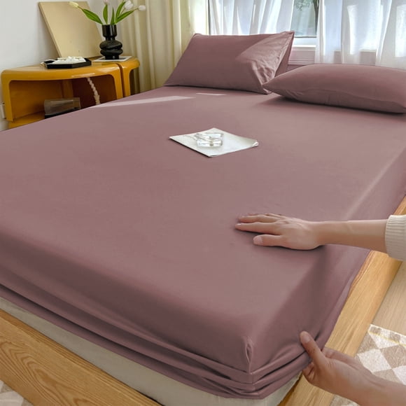 Double Fitted Sheet, 200x150 cm Polyester Mattress Cover with Elastic Corners, Multicolor, All-in-One Non-Slip Bed Sheet for 15 in Mattress