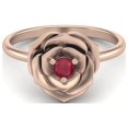 thumbnail image 1 of Bague de Fiançailles Solitaire en Argent Sterling 925 avec Verre Rubis Rond 3MM, 1 of 3