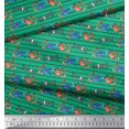 thumbnail image 3 of Soimoi Green Poly Georgette Fabric Stripe & Love Text Print Fabric by the Yard 52 Inch Wide, 3 of 5
