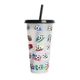 thumbnail image 2 of Oleegame 1PC Glass Bottle Creative Water Cup Football Cup PP Plastic Straw Cup Football Plastic Transparent Straw Cup 710ml Cold Change Temperature Sensitive Plastic Cup, 2 of 4