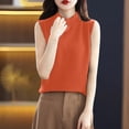 thumbnail image 5 of Sentmoon Sweatshirts Women High Neck Knitted Sleeveless Sweater Tops for Women Oversized Solid Color Slim Breathable Lightweight Tops & Blouses Fall and Winter for Weekend Outings Orange S, 5 of 5