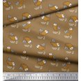 thumbnail image 2 of Soimoi Brown Poly Georgette Fabric Waves & Fish Ocean Printed Fabric 1 Yard 52 Inch Wide, 2 of 3