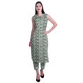 thumbnail image 1 of Moomaya Ensemble Kurta et Pantalon Sans Manches pour Femmes à Col Peter Pan Imprimé, Ensemble Ethnique 2 Pcs, 1 of 6