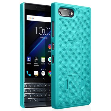 Étui pour BlackBerry Key2 LE, Nakedcellphone [Turquoise Menthe Cyan] Étui Rigide Mince à Nervures [avec Béquille] pour BlackBerry Key2 le Téléphone [[Seulement le Modèle]] BBE100-1, BBE100-2, BBE100-4, BBE100-5