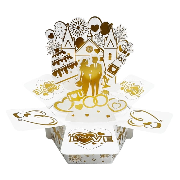 Gift Cards Happy Wedding Three Bronzing Greeting Card Wedding Blessing Invitation Letter Purpose Tabletop Ornament Easter Greeting Card Love Greeting Card Holiday Cards Easter Cards Spring Greeting C