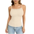 thumbnail image 1 of Besolor Camisoles pour Femmes Été en Dentelle Patchwork Col Ras du Cou Sans Manches à Bretelles Spaghetti Camis Confortables Couche de Base Ajustée Débardeur, 1 of 7