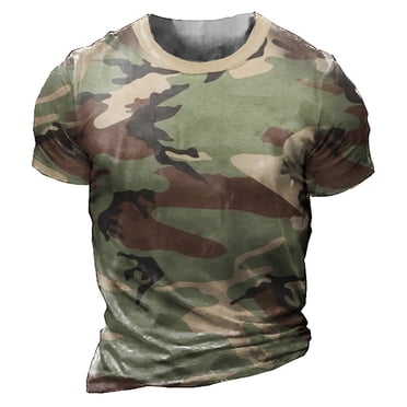 GZWYHT T-Shirts pour Hommes, T-Shirts Chemises Été Col Rond Camouflage Respirant Confortable Chandail à Enfiler Manches Courtes T-Shirt Chandails d'Entraînement, Chemise Camouflage Vert Armée 5TG