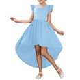 thumbnail image 1 of Robes pour Filles Enfants Enfant Filles Été Manches Charleston Asymétrique Robe Formelle Jupe Volantée Couleur Unie Robe Évasée Robe Ado Fille BU1 14 Ans, 1 of 4