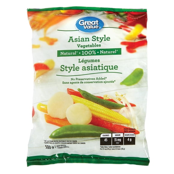 Great Value Frozen Asian Style Vegetables, 500 g