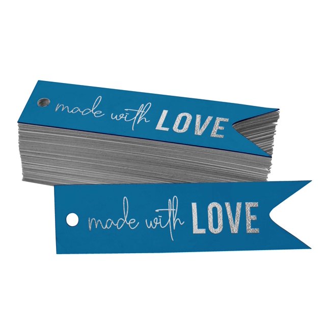 Inkdotpot Pack Of 50 Real Silver Foil Paper Tags Made With Love Text Favor Hang Tags