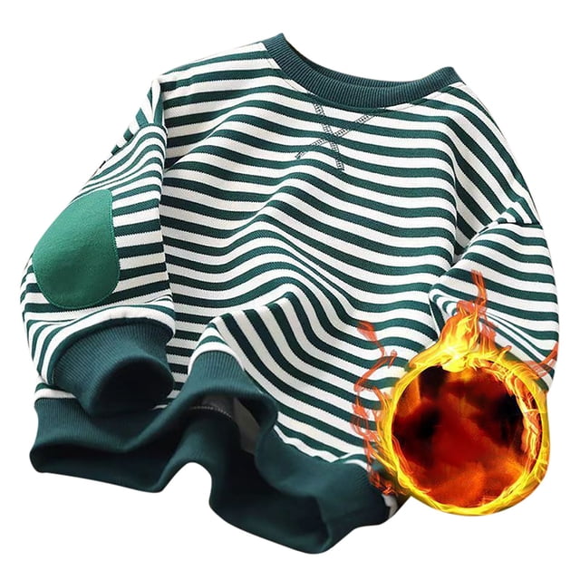 YOUSNH Chandail d'Halloween Garçons Filles Chandail Classique à Rayures Col Rond Manches Longues Épais Chaud Chandail Décontracté à Enfiler Hauts Chandail Garçons Chandails Vert 7-8 Ans