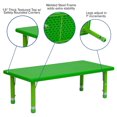 thumbnail image 2 of 24''W x 48''L Rectangular Green Plastic Height Adjustable Activity Table, 2 of 9