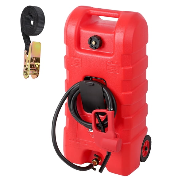 Panier à Essence de 15 Gallons, Réservoir de Carburant Portable avec Roues et Pompe à Siphon, Rouge