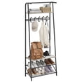 thumbnail image 2 of Coat Rack Shoe Bench, 4-in-1 Hall Trees Entryway Bench with Coat Rack and Shoe Rack, Wood Look Accent Furniture with Steel Frame Storage Shelf and Hanging Bar, Industrial, Rustic Brown & Black, 2 of 9