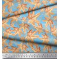 thumbnail image 1 of Soimoi Blue polyester Crepe Fabric Autumn Leaves Print Fabric by the Yard 52 Inch Wide, 1 of 2