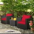 thumbnail image 3 of Costway 3PCS Patio Rattan Wicker Furniture Set Sofa Table W/Cushion Yard Red, 3 of 10