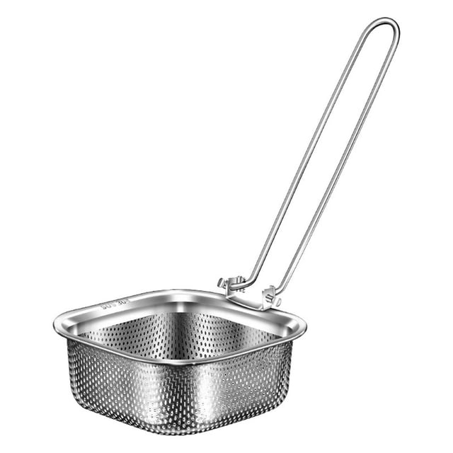 Filtre à Frire Pliable à Long Manche Rond/carré Antirouille Tamis à Frire Cuillère