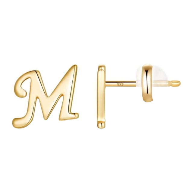 Boucles d'Oreilles Alphabet 26 en Or avec Finition Plaquée Or pour Femmes